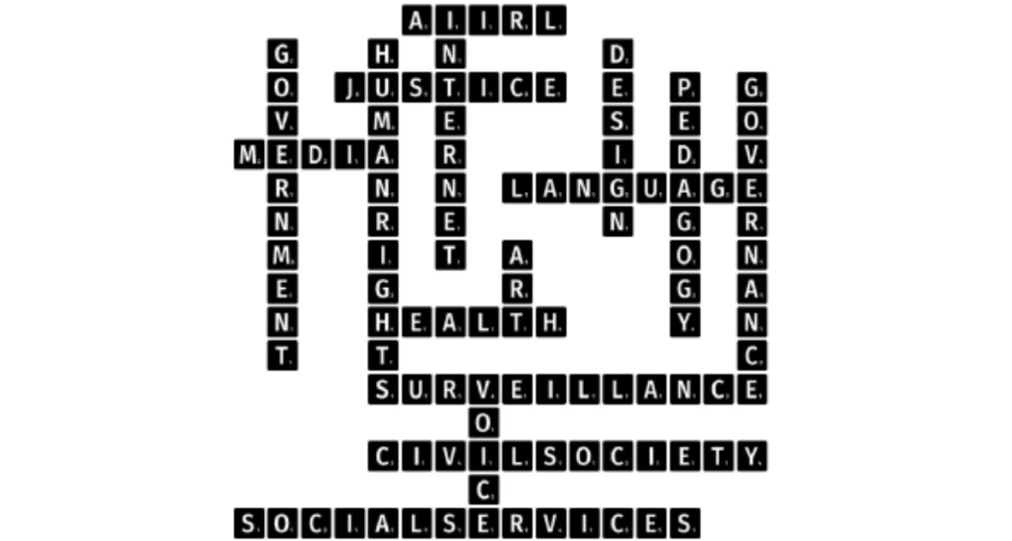 Scrabble board with AI IRL terms