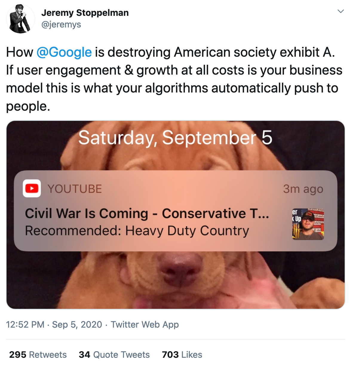 @jeremys on Twitter, How Google is destroying American society exhibit A.