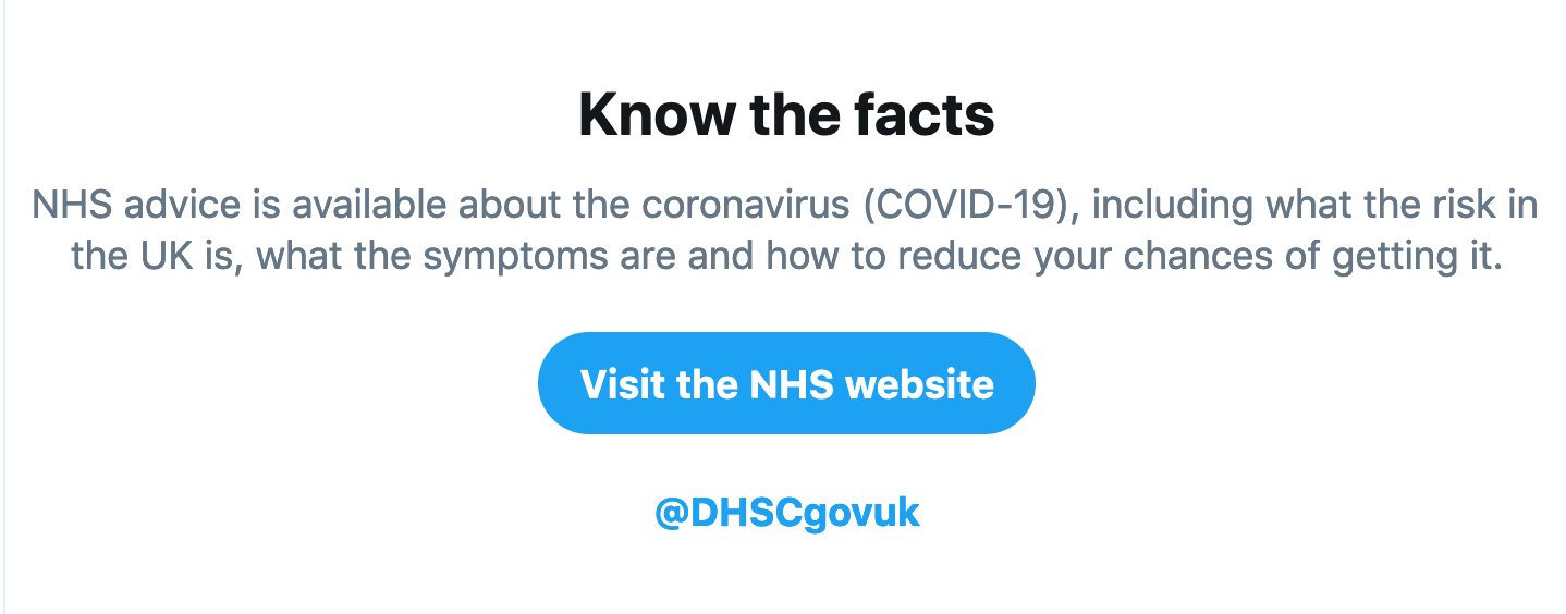 NHS COVID-19 message on Twitter