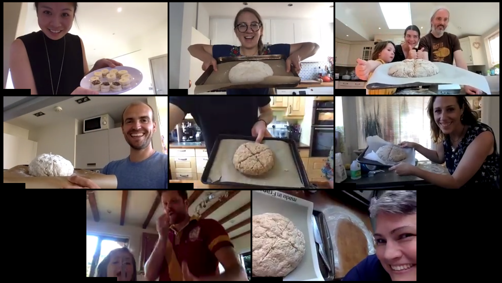 Image of participants of an Irish soda bread class on zoom