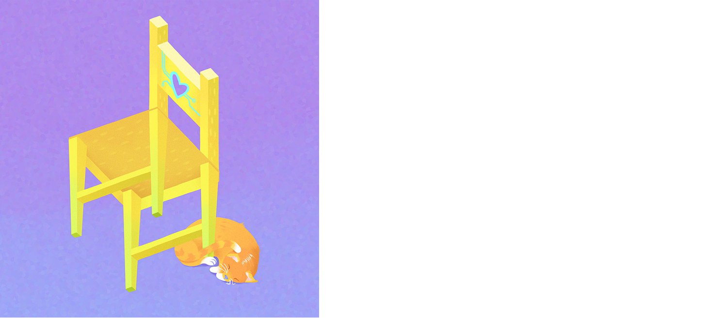 Illustration of a chair and a cat